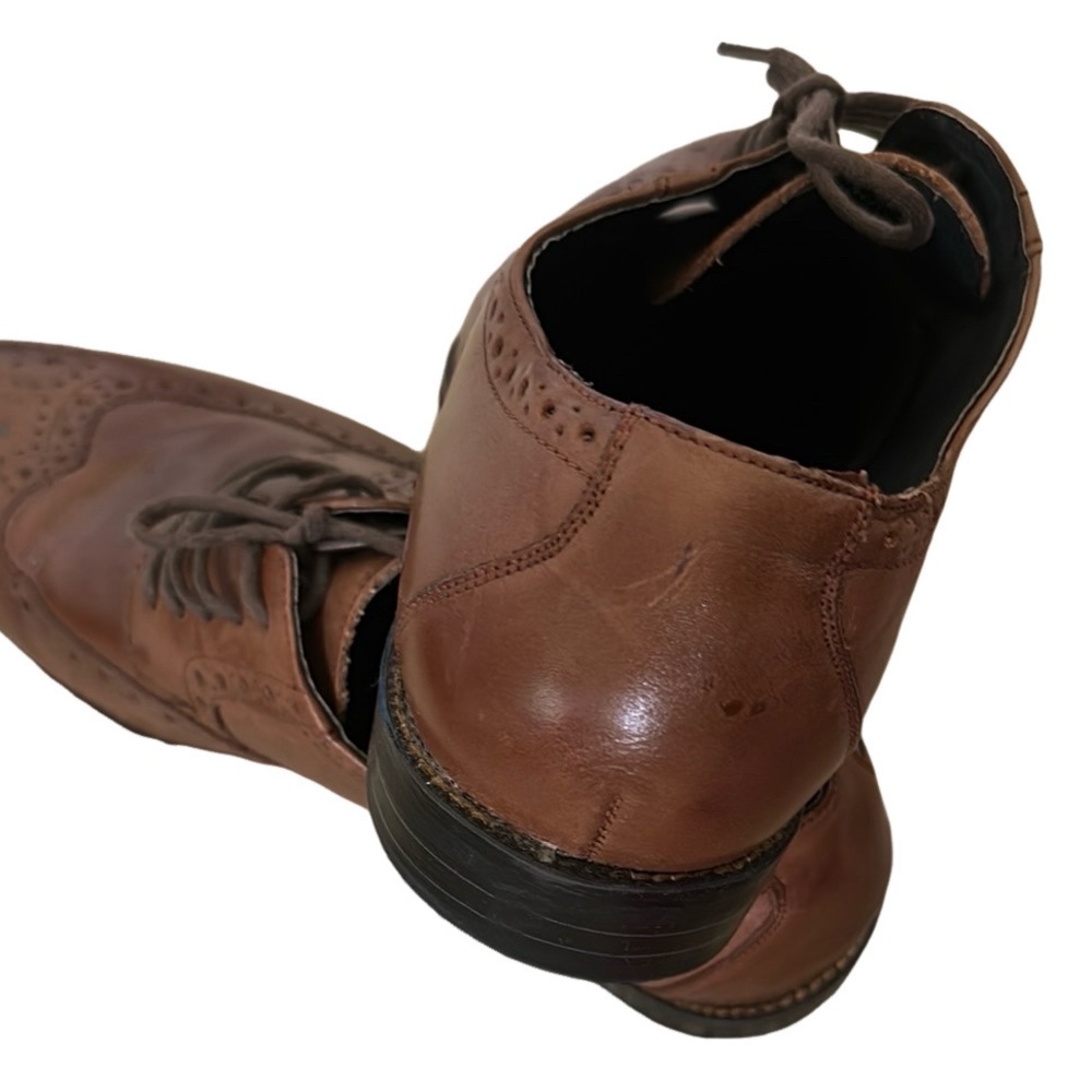 Stacy Adams Shoes Mens 9.5W Cognac Garrison Wingtip Oxfords 24916-221 Brown - Picture 11 of 13